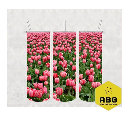 Pink Tulip Flowers - 20oz Tumbler