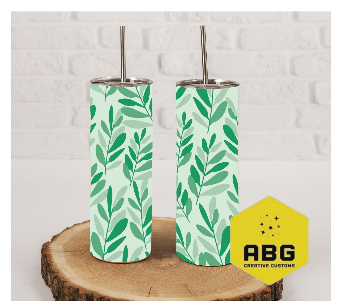 Green Leaf Branch - 20oz Tumbler Wrap - Digital file only - sublimation