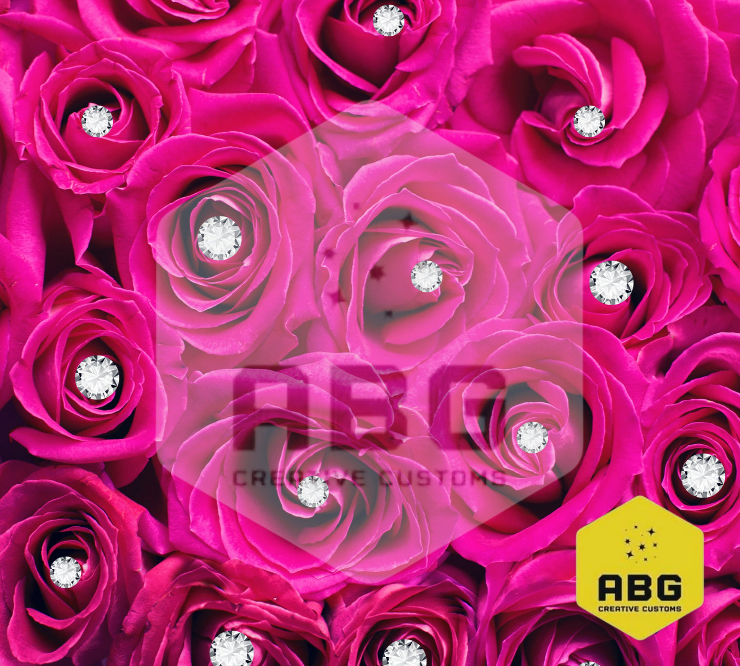 Pink Rose with Diamonds - 20oz Tumbler Wrap - Digital file only - sublimation