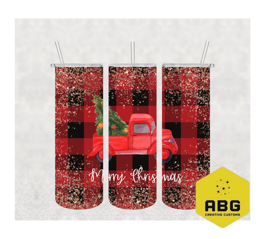 Christmas Tree in Pickup Truck - 20oz Tumbler Wrap - Digital file only - sublimation