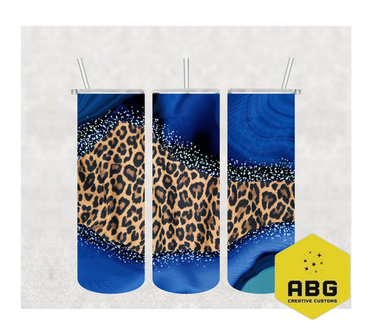 Blue Leopard Print - 20oz Tumbler Wrap - Digital file only - sublimation