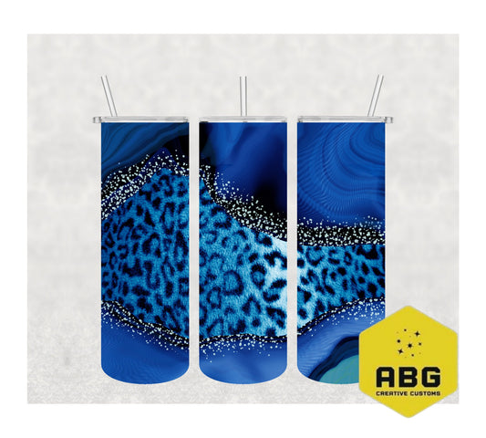 Blue, Blue Leopard Print - 20oz Tumbler