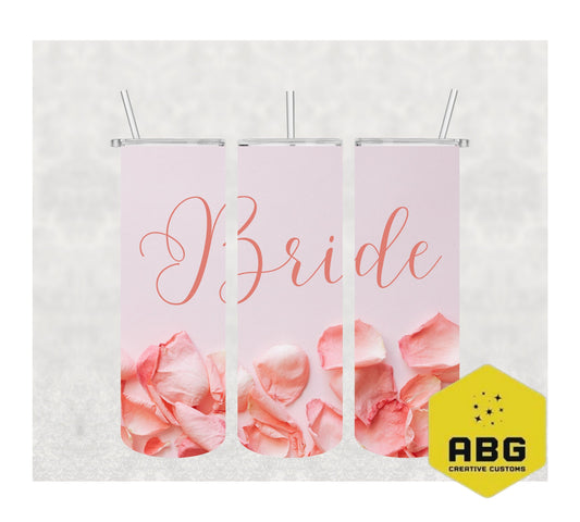 Pink Rose Petal Bride 2 - 20oz Tumbler Wrap - Digital file only - sublimation