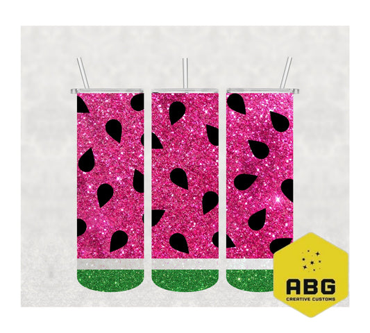 Pink Glitter Watermelon - 20oz Tumbler Wrap - Digital file only - sublimation