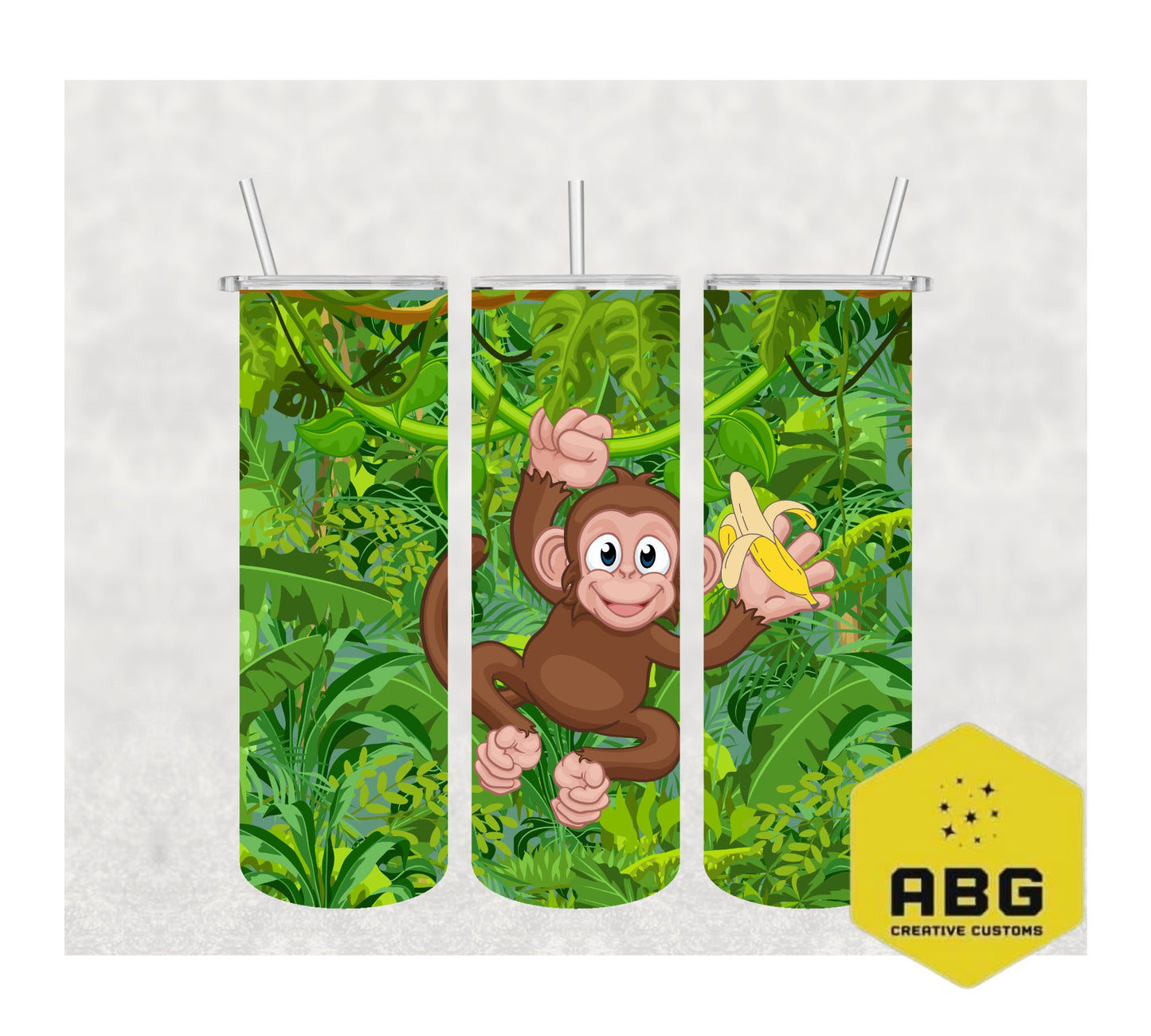 Jungle Monkey  - 20oz Tumbler Wrap - Digital file only - sublimation