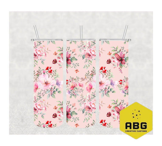 Watercolor Flowers  - 20oz Tumbler Wrap - Digital file only - sublimation