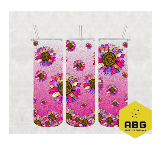 Pink Sunflower - 20oz Tumbler Wrap - Digital file only - sublimation