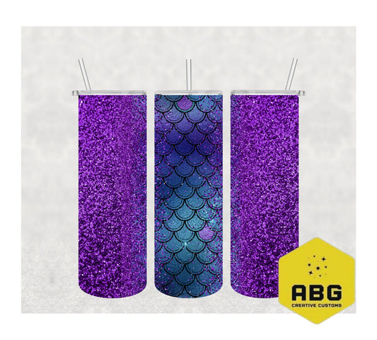 Purple Mermaid Glitter - 20oz Tumbler Wrap - Digital file only - sublimation