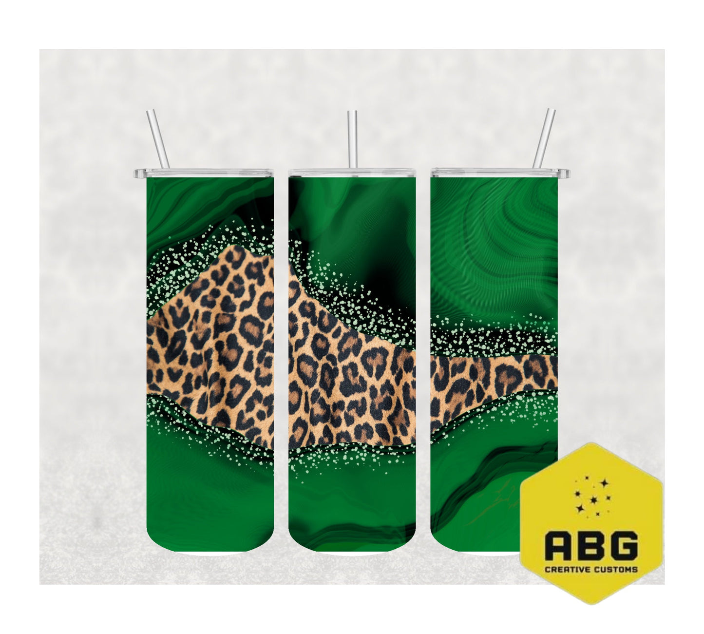 Green Leopard Print - 20oz Tumbler Wrap - Digital file only - sublimation