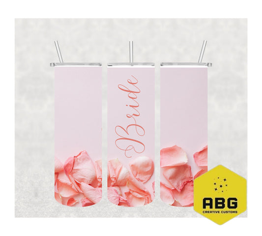 Pink Rose Petal Bride 1 - 20oz Tumbler Wrap - Digital file only - sublimation