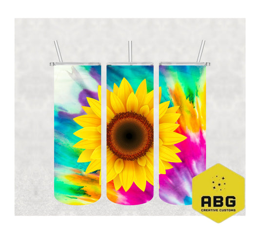 Tie Dye Sunflower - 20oz Tumbler Wrap - Digital file only - sublimation