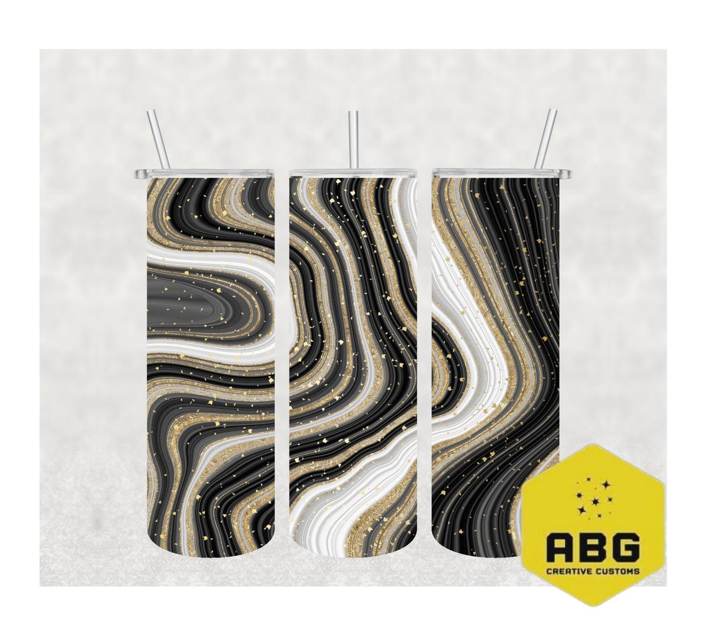 Black and Gold Agate - 20oz Tumbler