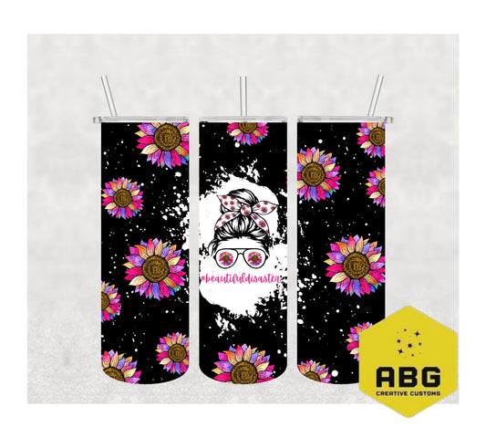 Beautiful Disaster - Sunflowers - 20oz Tumbler Wrap - Digital file only - sublimation