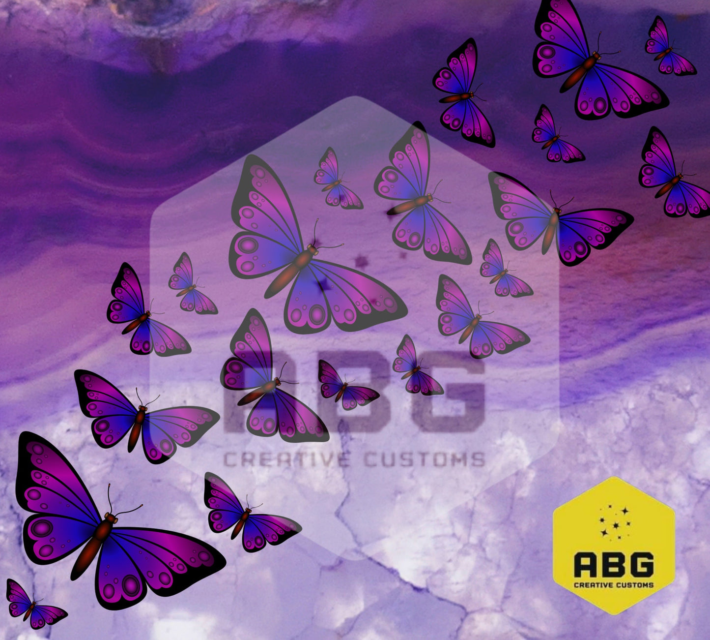 Purple Agate and Butterflies - 20oz Tumbler Wrap - Digital file only - sublimation