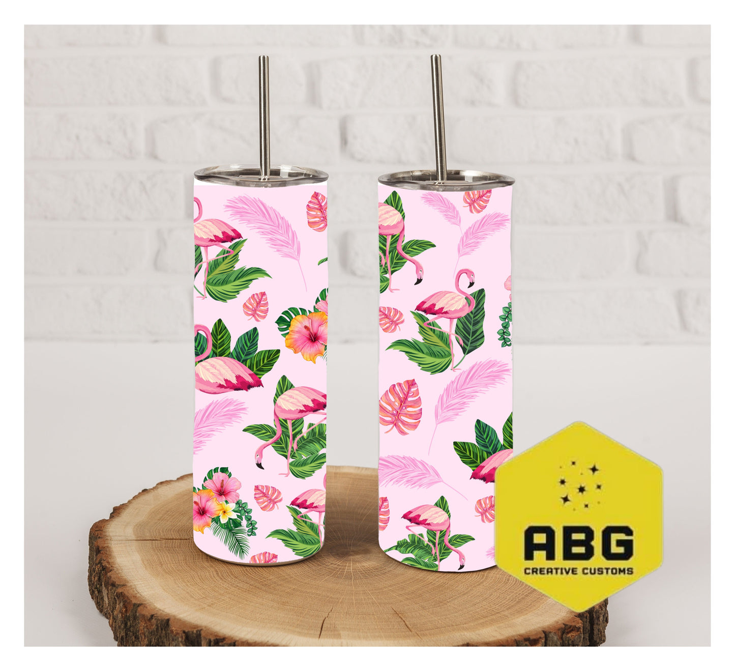 Flamingo Monstera - 20oz Tumbler Wrap - Digital file only - sublimation