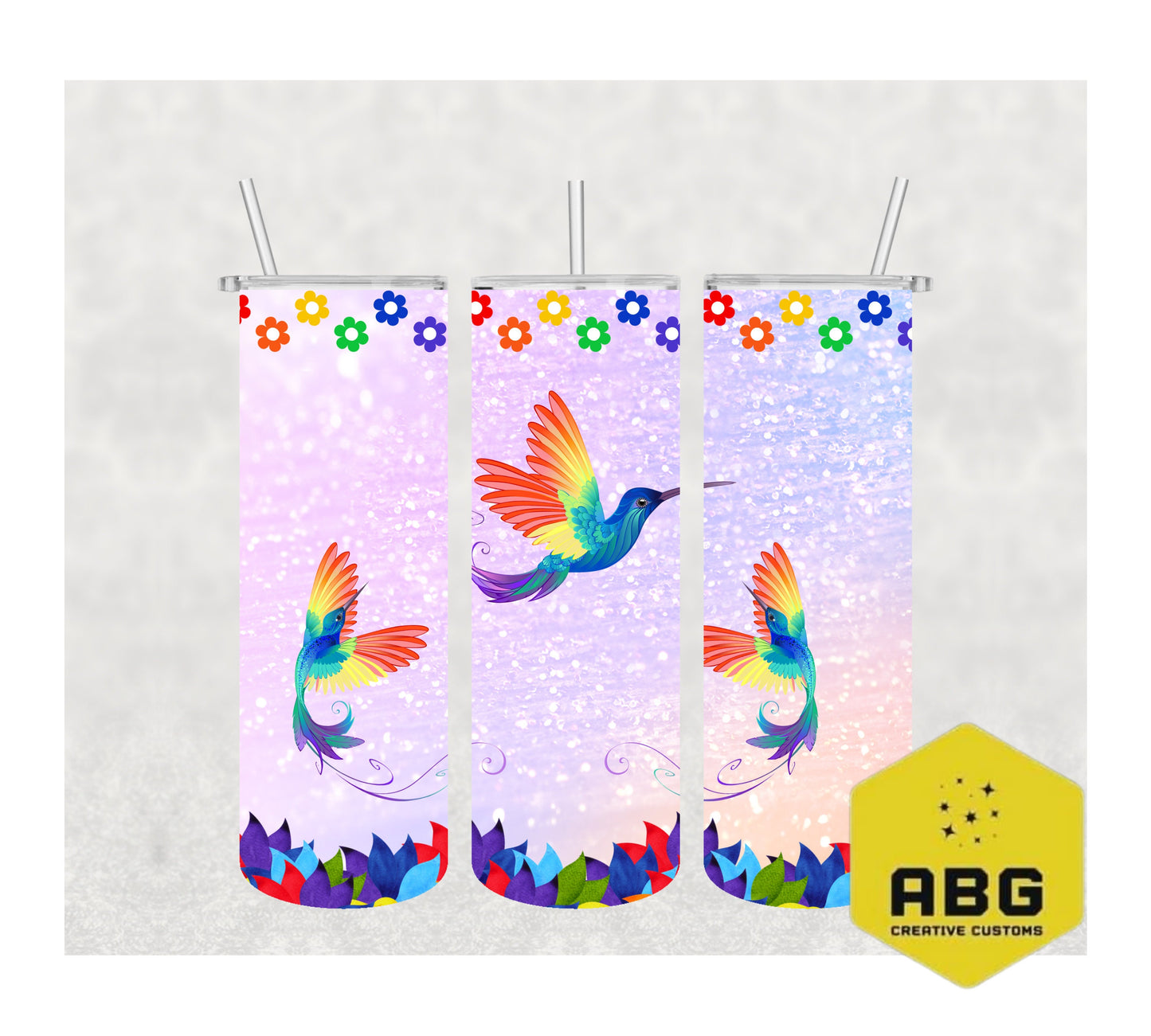 Rainbow Hummingbird - 20oz Tumbler Wrap - Digital file only - sublimation