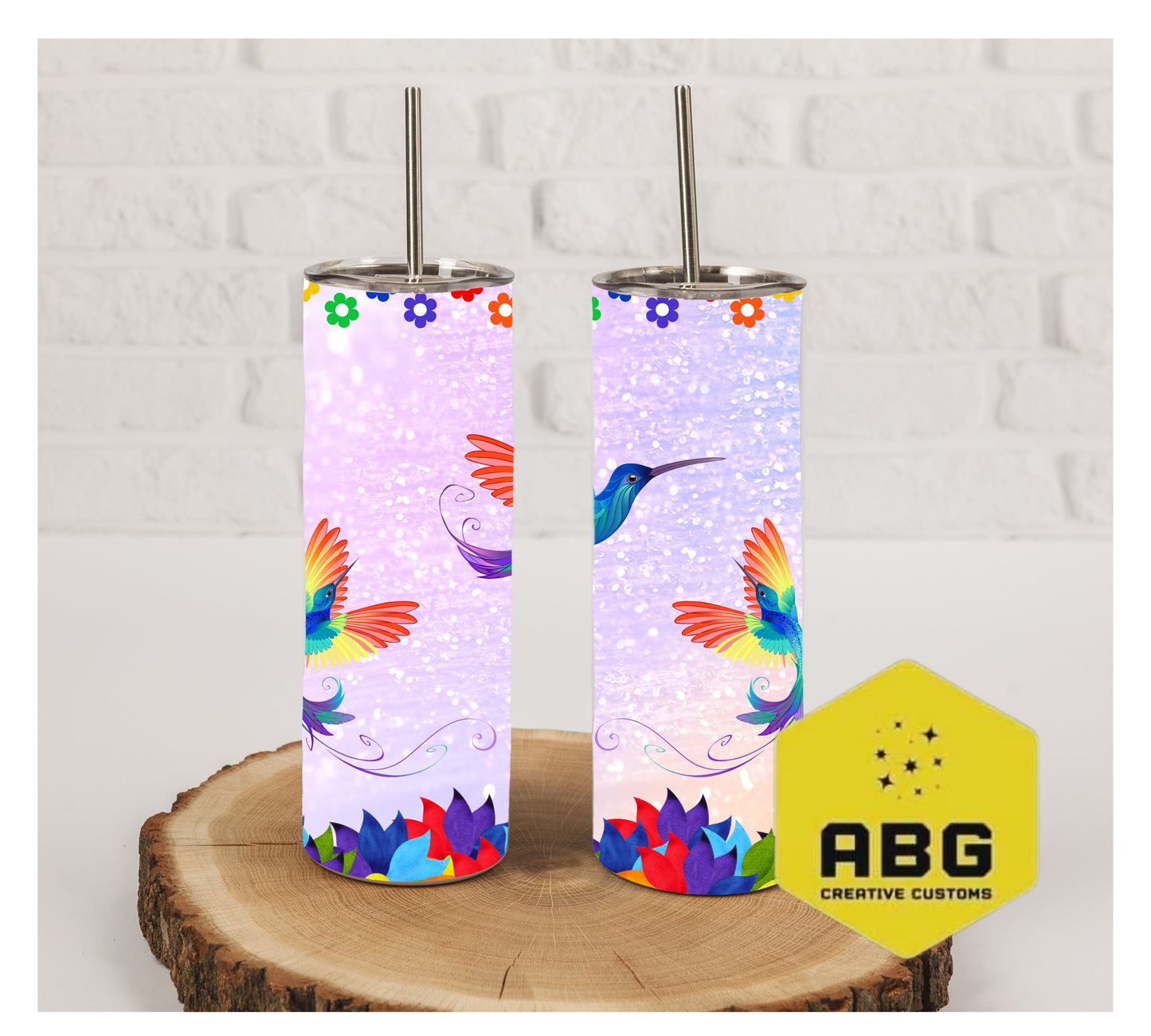 Rainbow Hummingbird - 20oz Tumbler Wrap - Digital file only - sublimation