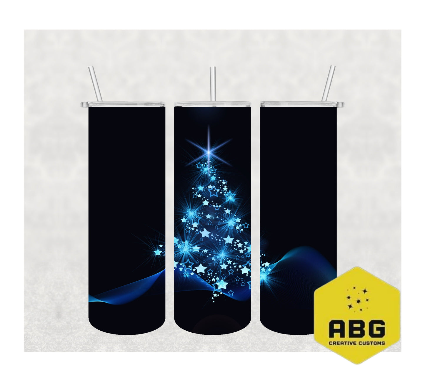 Blue Black Christmas - 20oz Tumbler Wrap - Digital file only - sublimation