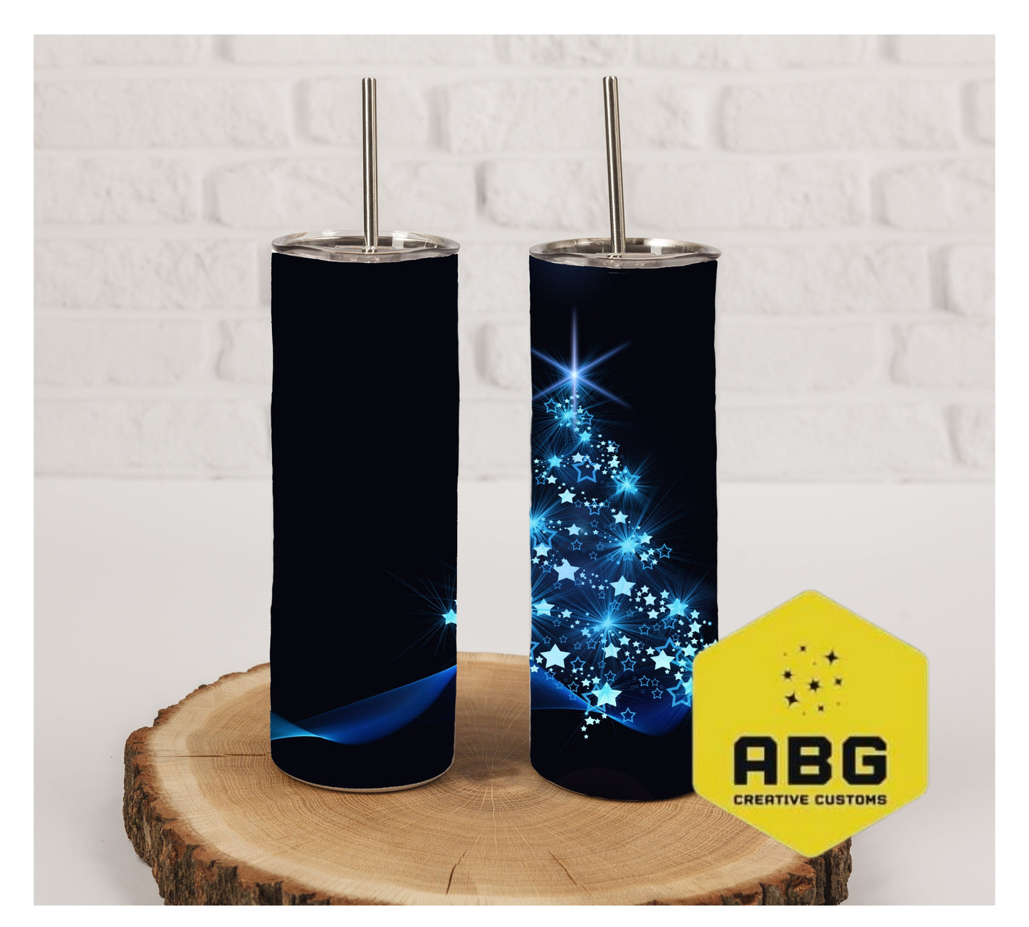 Blue Black Christmas - 20oz Tumbler Wrap - Digital file only - sublimation